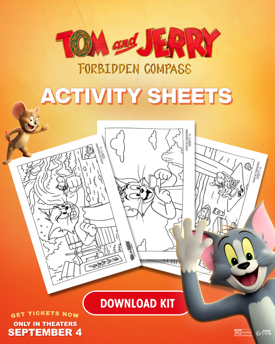 Activity Sheets Inspired by Tom and Jerry: Forbidden Compass, In Theaters Today!